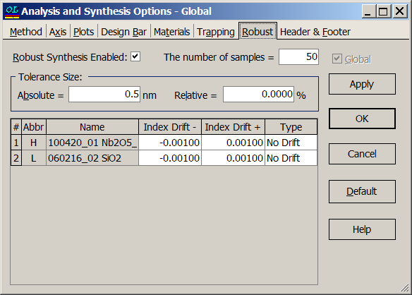 DesCol RobustSettings